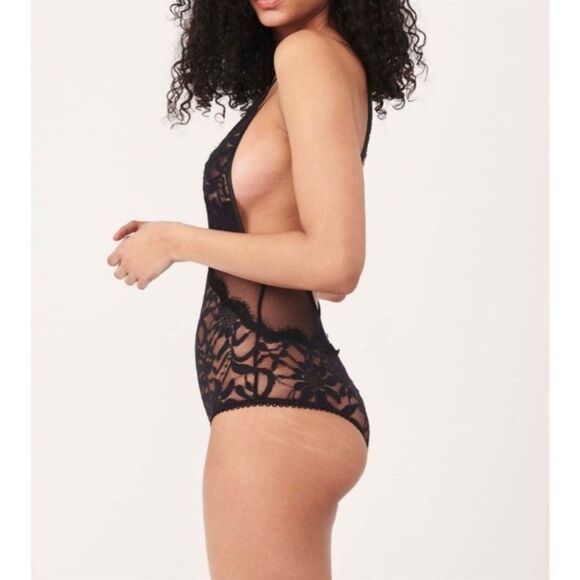 Free People Speed Date Lace Bodysuit In Black - Picture 2 of 6